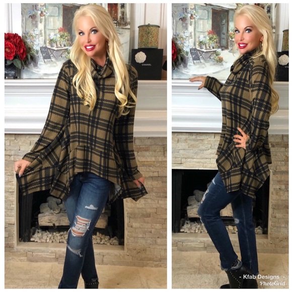 🛍LAST Plaid Shark Bite Hem Plaid Super Cozy Tunic - Picture 6 of 6